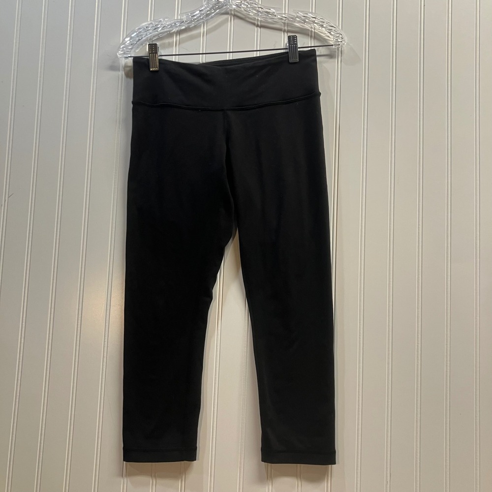 Lululemon Wunder Under Crop Leggings Black Size 6 Yoga Mid Rise 21" Inseam